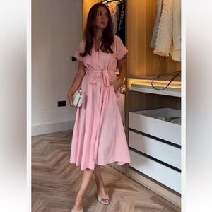 Zara 100% cotton belted shirt dress